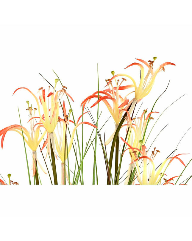 Pair of decorative metal plants in orange, green, and bordeaux with PVC leaves, 45x45x140 cm, from DKD Home Decor.