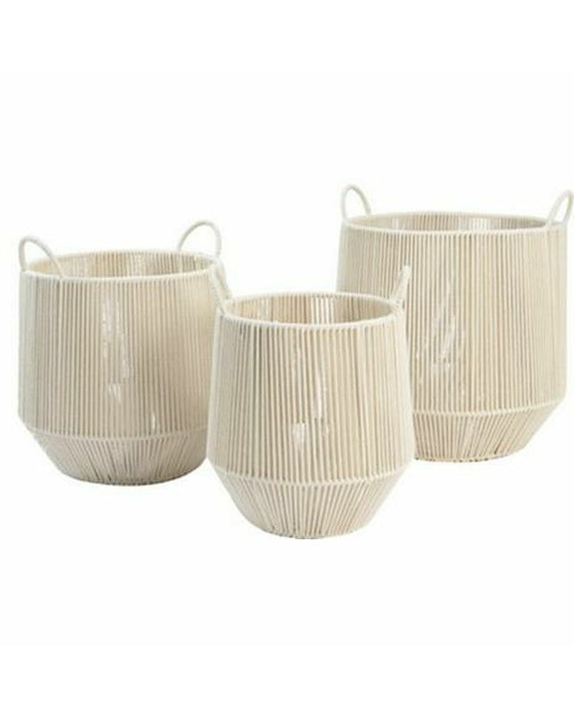 Set of three beige metal baskets from DKD Home Decor, ideal for home organization and storage.