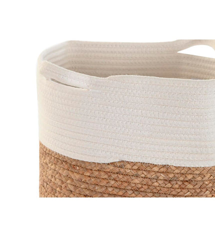 Decorative white storage basket made of natural fibers by DKD Home Decor, perfect for home organization and kitchen decor.
