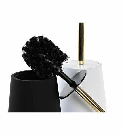 DKD Home Decor toilet brush set with white and black stainless steel handles, 12x12x34.5 cm, in a bathroom setting
