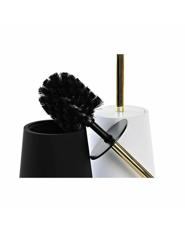DKD Home Decor toilet brush set with white and black stainless steel handles, 12x12x34.5 cm, in a bathroom setting