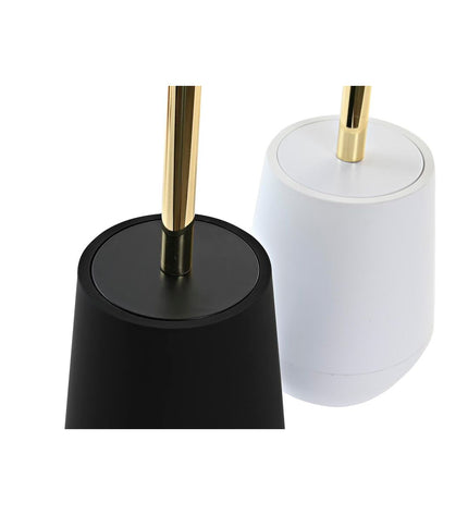 DKD Home Decor white and black stainless steel toilet brush set with polyresin handles, 12x12x34.5 cm, two-piece bathroom accessories