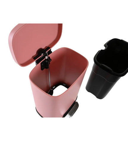 DKD Home Decor peach metal and polypropylene 5L pedal trash bin for home and kitchen storage and organization.