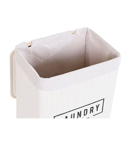 DKD Home Decor bamboo storage set with five containers, white finish, 40x30x46 cm, ideal for home organization and kitchen use