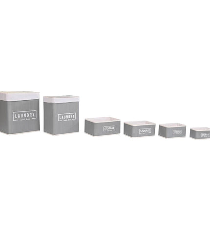Dark gray bamboo storage set with five parts from DKD Home Decor, measuring 40 x 30 x 46 cm, for home and kitchen organization.