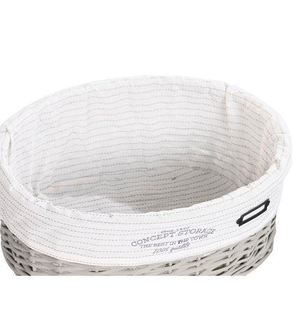 DKD Home Decor mandenset with woven design in white and gray, includes five storage baskets in various sizes for home organization.