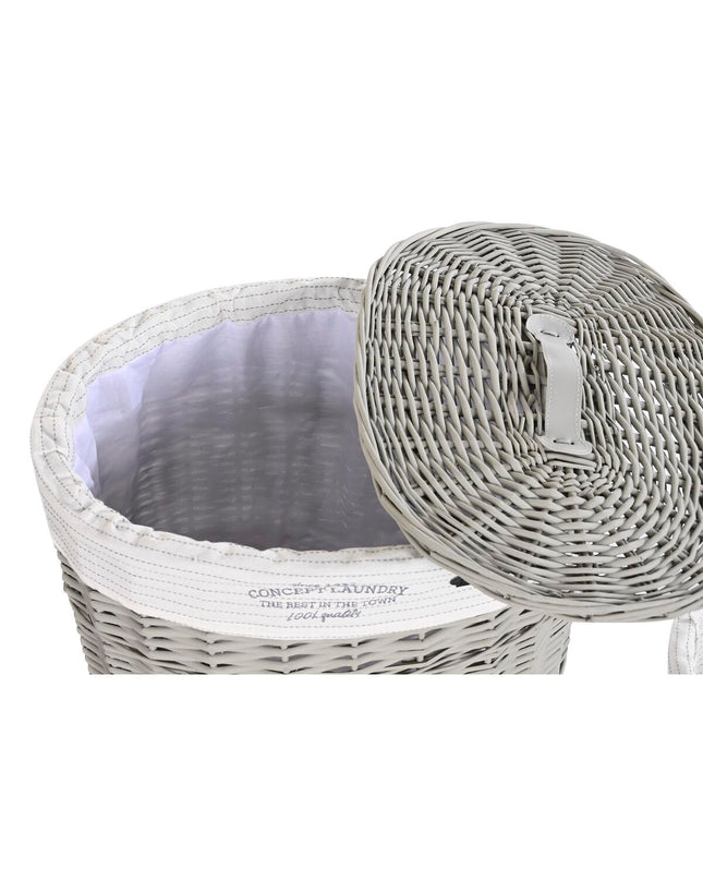 DKD Home Decor woven storage baskets set in white and gray, 51x37x56 cm and 52x38x57 cm, 5-piece home organization collection.