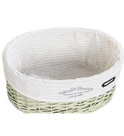 DKD Home Decor green woven basket set with five storage containers, measuring 51x37x56 cm for home organization and decor.