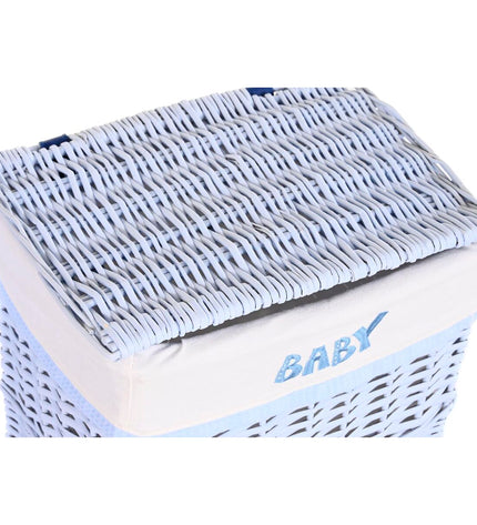 Blue Celeste woven basket set by DKD Home Decor with five storage containers, ideal for kids' organization, 44x34x56 cm.