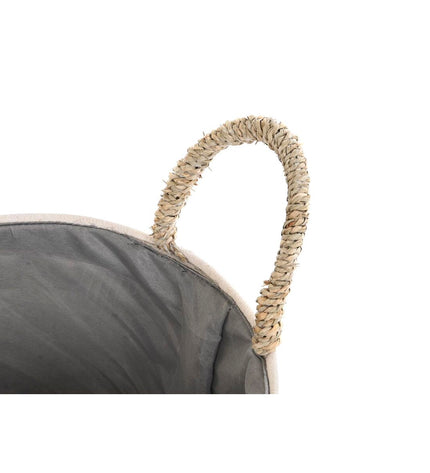 DKD Home Decor basket spelset with natural fiber pompons, 40x40x35 cm for home decor or bathroom storage.