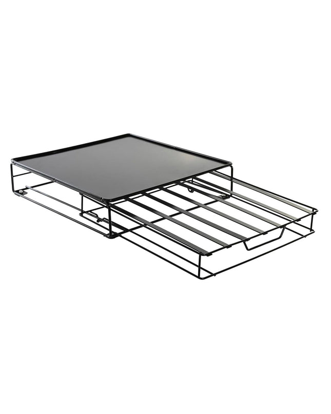Black metal coffee capsule organizer by DKD Home Decor, 28.7 x 32 x 7 cm, ideal for kitchen and coffee storage.