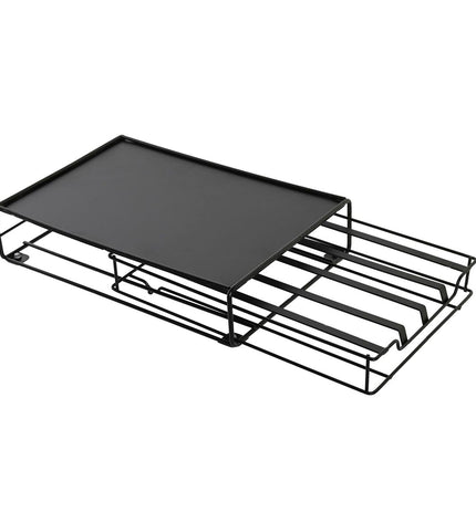 Black metal coffee capsule organizer by DKD Home Decor, 21x31x7.5 cm, designed for kitchen and coffee storage.