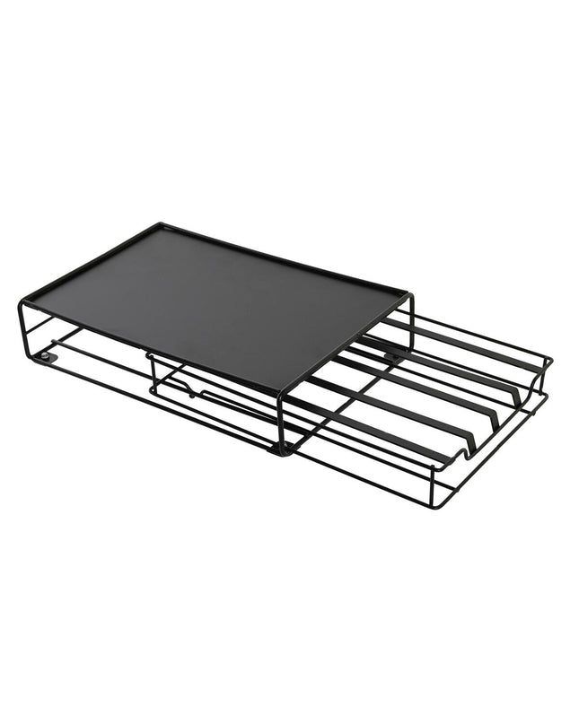 Black metal coffee capsule organizer by DKD Home Decor, 21x31x7.5 cm, designed for kitchen and coffee storage.