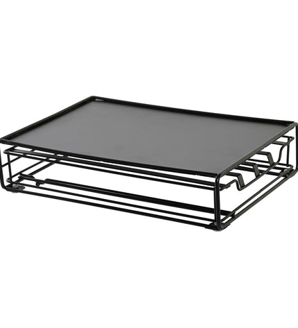 Black metal coffee capsule organizer by DKD Home Decor, 21x31x7.5 cm, designed for kitchen storage of coffee and tea capsules.