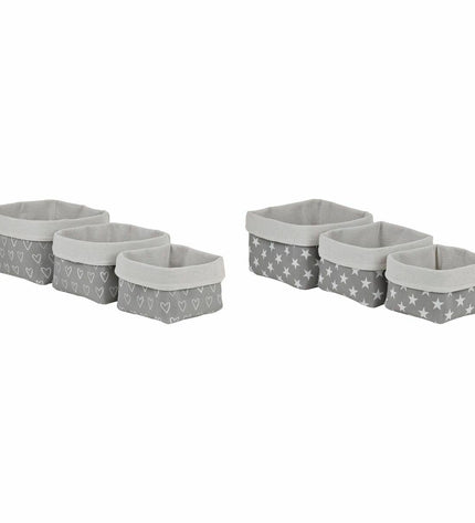 DKD Home Decor basket spelset for house and kitchen, bathroom, 23x23x16 cm, woven wicker storage or decorative basket