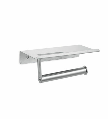 Silver DKD Home Decor toilet paper holder in stainless steel, mounted in a bathroom setting, measuring 18x9.7x7.5 cm.