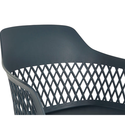 Blue DKD Home Decor kitchen chair with marine blue upholstery, measuring 57x57x80.5 cm, in a modern home dining setting.