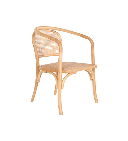 DKD Home Decor kitchen chair in natural finish, 53x54x80 cm, wooden dining chair with a simple, modern design.