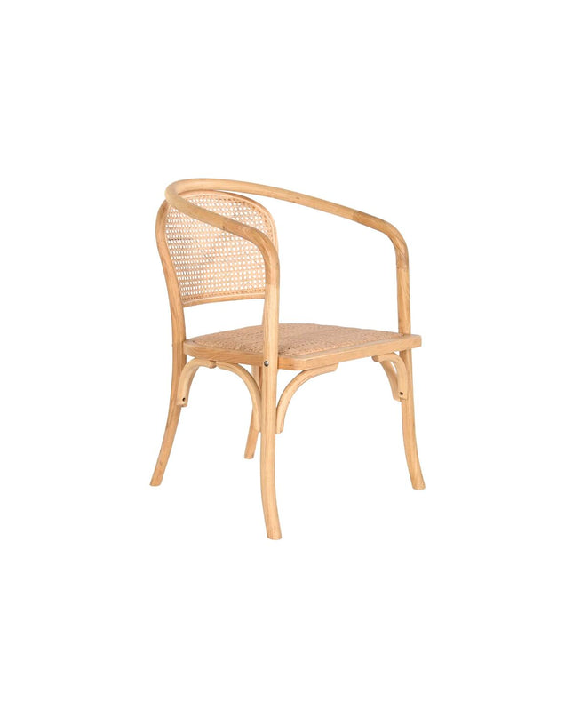 DKD Home Decor kitchen chair in natural finish, 53x54x80 cm, wooden dining chair with a simple, modern design.