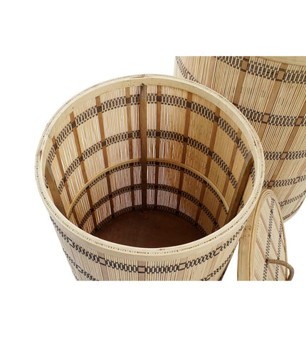 DKD Home Decor basket spelset with two natural bamboo storage baskets for home organization and kitchen storage.