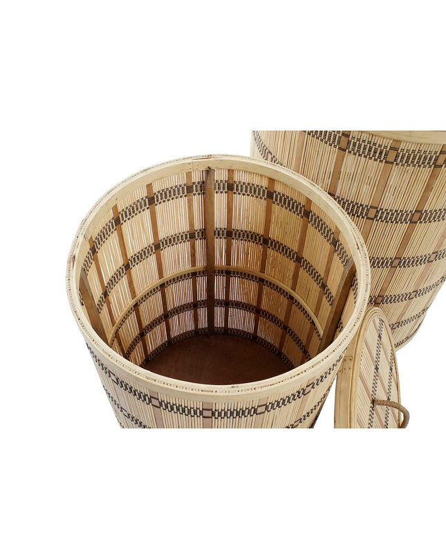 DKD Home Decor basket spelset with two natural bamboo storage baskets for home organization and kitchen storage.