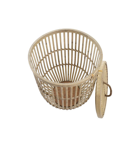 Natural light brown bamboo basket set by DKD Home Decor, two-piece storage and organization baskets for home and kitchen use.