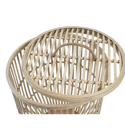 Natural light brown bamboo basket set from DKD Home Decor, two-piece storage and organization baskets for home decor and kitchen use.