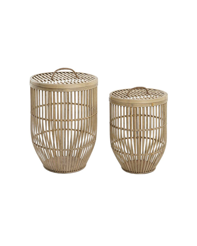 Natural light brown bamboo basket set by DKD Home Decor, two-piece storage and organization baskets for home use.