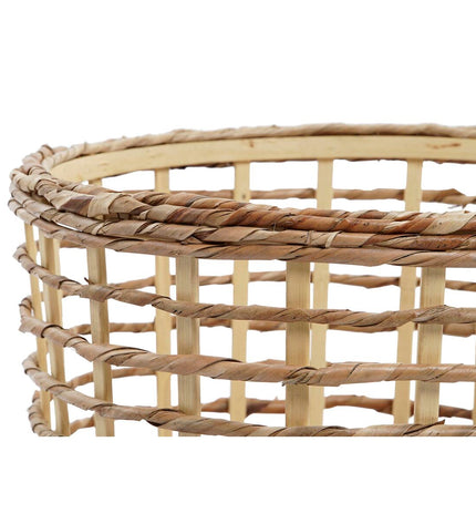 Three natural brown wicker baskets from DKD Home Decor, 3-piece storage and organization set for home and kitchen use.