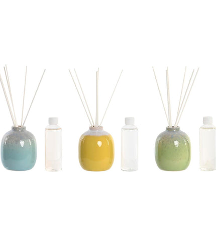 Set of three DKD Home Decor 100 ml city-themed vase air fresheners for home decoration and kitchen use.