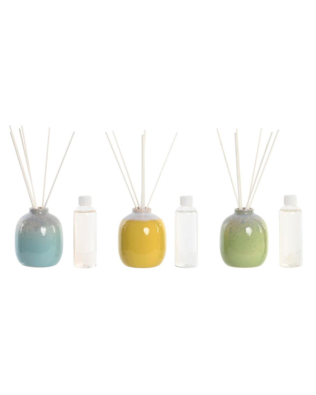 Set of three DKD Home Decor 100 ml city-themed vase air fresheners for home decoration and kitchen use.