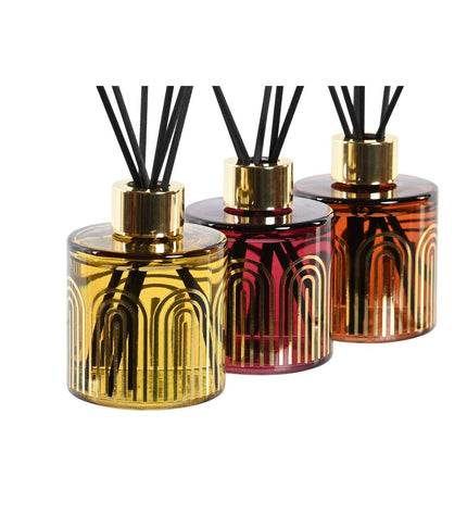 Set of three DKD Home Decor air fresheners, 100 ml Stads scent, for home and kitchen decor, featuring urban city design.