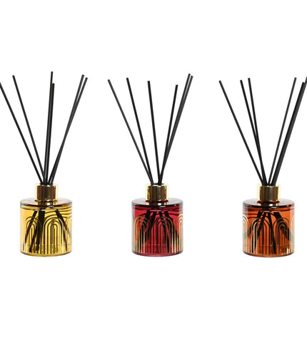 Set of three DKD Home Decor 100 ml City-themed air fresheners for home and kitchen decor, featuring urban cityscape designs.