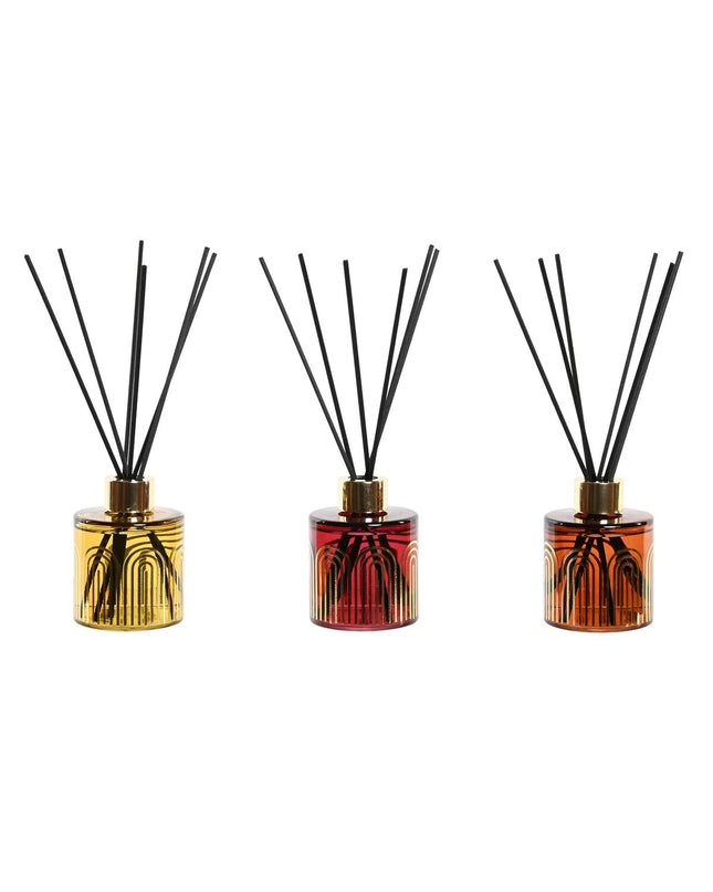 Set of three DKD Home Decor 100 ml City-themed air fresheners for home and kitchen decor, featuring urban cityscape designs.