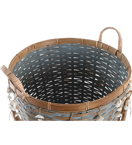 Colorful bamboo basket set with three containers from DKD Home Decor, ideal for home organization and storage.