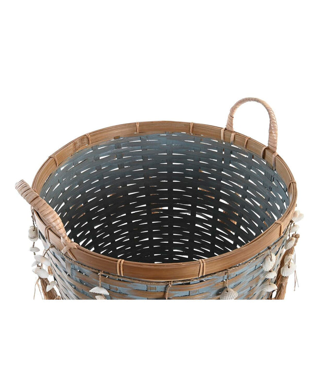 Colorful bamboo basket set with three containers from DKD Home Decor, ideal for home organization and storage.