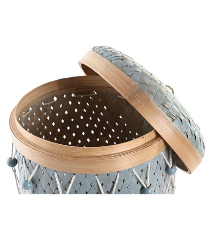 Multicolored bamboo basket set from DKD Home Decor with three storage baskets for home organization and kitchen use