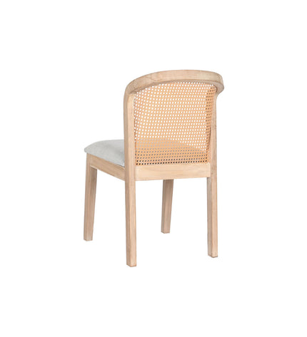 Light gray DKD Home Decor kitchen chair with polyester upholstery, measuring 46 x 61 x 86 cm, in a home and cooking setting.
