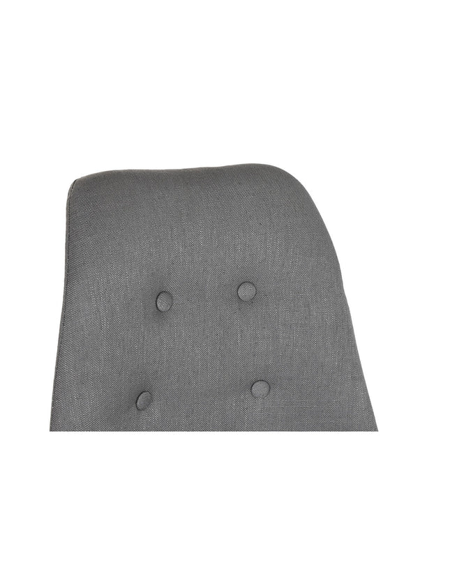 Dark gray DKD Home Decor kitchen chair with polyester upholstery, shown from side with dimensions 48x44x84 cm.