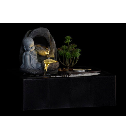 Set of two DKD Home Decor Buddha fountain Hars Oriental outdoor garden decor, 29x21x23 cm, featuring Buddha figures for garden decoration.