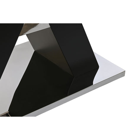DKD Home Decor black wooden dining table with glass top, measuring 180x90x76 cm, in a modern home interior setting.