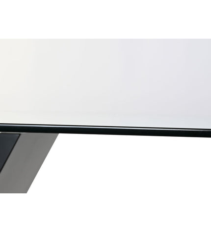 DKD Home Decor black wooden dining table with glass top, MDF construction, measuring 180x90x76 cm, suitable for home and kitchen.
