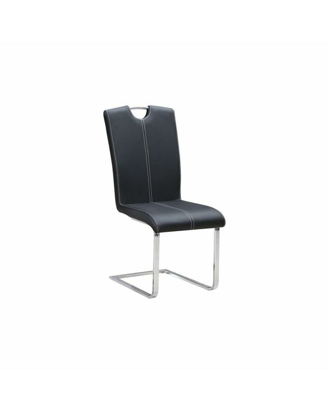 Black DKD Home Decor kitchen chair with metal frame and polyurethane seat, measuring 59 x 45 x 102 cm.