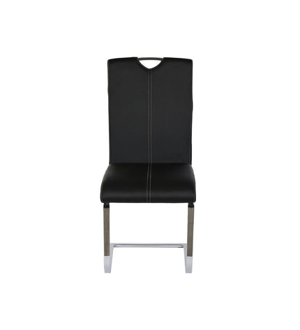 Black DKD Home Decor kitchen chair with metal frame and polyurethane seat, measuring 59x45x102 cm, for home and cooking spaces.