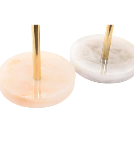 Pair of DKD Home Decor beige and gold metal and resin wall mirrors with light gray accents, 18x13x35 cm for bathroom decor.
