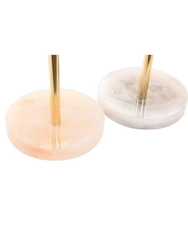 Pair of DKD Home Decor beige and gold metal and resin wall mirrors with light gray accents, 18x13x35 cm for bathroom decor.
