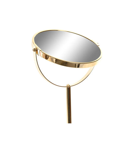 Pair of DKD Home Decor beige and gray resin and gold metal bathroom wall mirrors, 18x13x35 cm, with light gray accents.