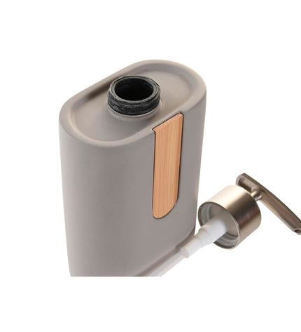 Gray and orange cement soap dispenser from DKD Home Decor, suitable for bathroom or kitchen use, stylish and modern design.