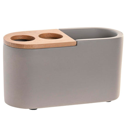 Gray bamboo and cement house decor item, 11x4.5x6 cm, suitable for bathroom and kitchen, by DKD Home Decor.
