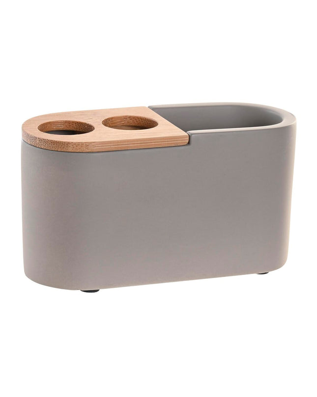 Gray bamboo and cement house decor item, 11x4.5x6 cm, suitable for bathroom and kitchen, by DKD Home Decor.